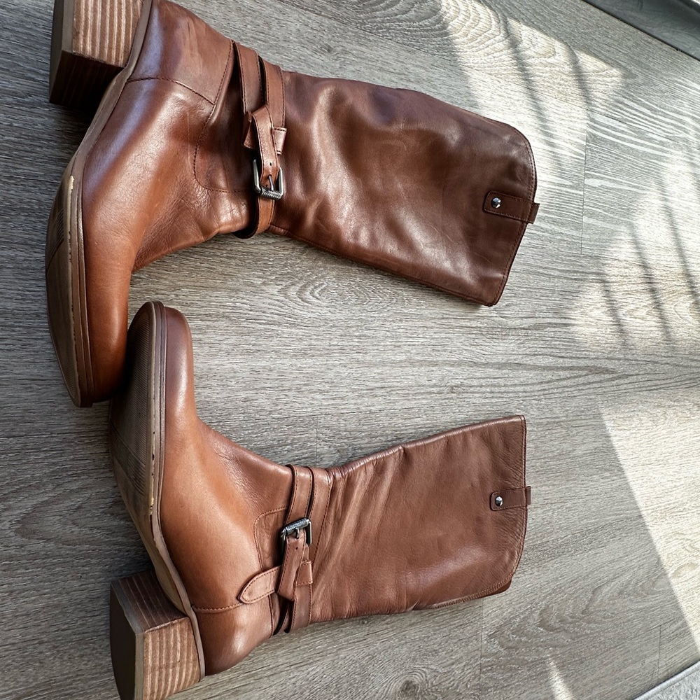 Leather Tan Heeled Boots